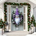 thumbnail image 4 of Christmas Front Door Cover, Gnome Door Cover, 71 x 35 inch Santa Claus Wreath Backdrop, Christmas Banner, Cute Red Scarf Hat Snowman with Garland, Pinecones Poinsettia, Porch Decoration, 4 of 6