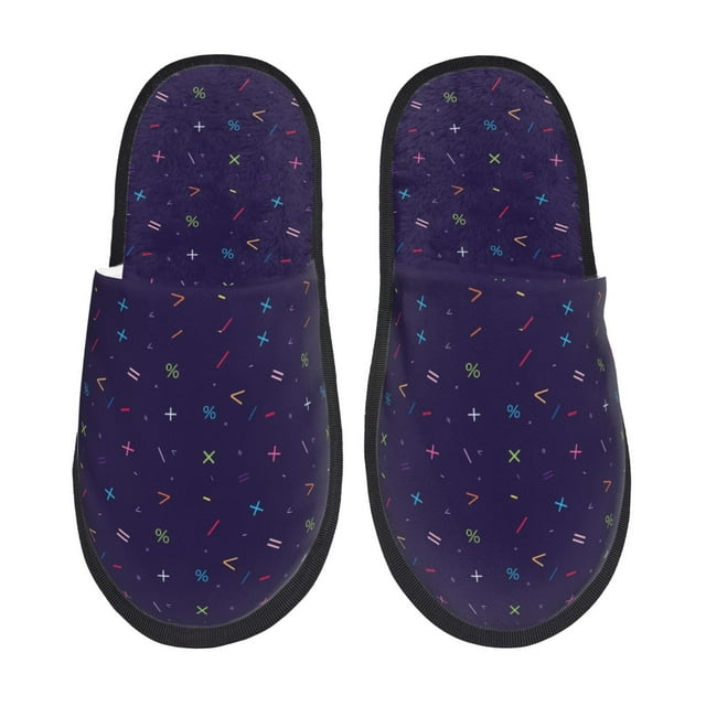 Disketp Pantoufles en Mousse à Mémoire de Forme avec Imprimé de Symboles Mathématiques, Doublure en Fourrure, Chaussures de Chambre Confortables pour Intérieur-Moyen