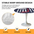 thumbnail image 2 of Elastic Fitted Round Tablecloth, Navy Blue Hockey American Flag Waterproof Stretch Table Cover for 45"-54" Tables, Vintage Abstract US Flag Washable Outdoor Tablecloths for Patio, Picnic, Camping, 2 of 9