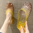 thumbnail image 6 of HOWPAY Slippers for Women Glitter Clear Flats Hollow out on Sandals Summer Beach Jelly Shoes Transparent Closed Toe Casual Slide Brown 41, 6 of 7