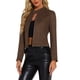 thumbnail image 4 of Chaqueta de motociclista recortada con cremallera y cuello alzado de ante sintético para mujer INSPIRE CHIC XS marrón oscuro, 4 of 6