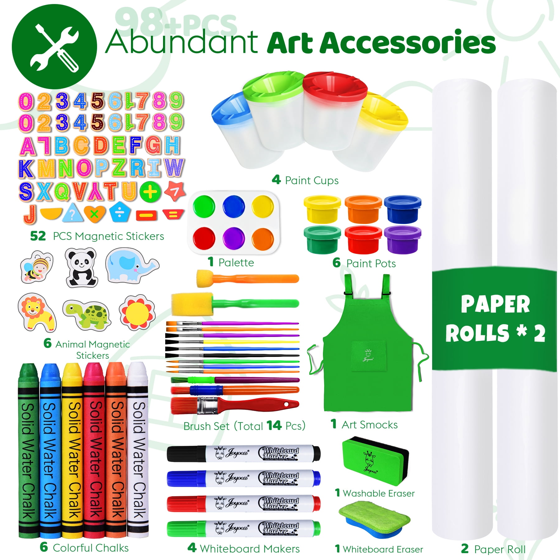 JOYOOSS 39.57 - 50.12 Inch Adjustable Wood Children's Art Easel with Paper Roll