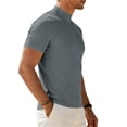 thumbnail image 5 of Men's Mock Turtleneck T Shirt Short Sleeve Solid Basic Tee Soft Casual Pullover Top Gray M, 5 of 9