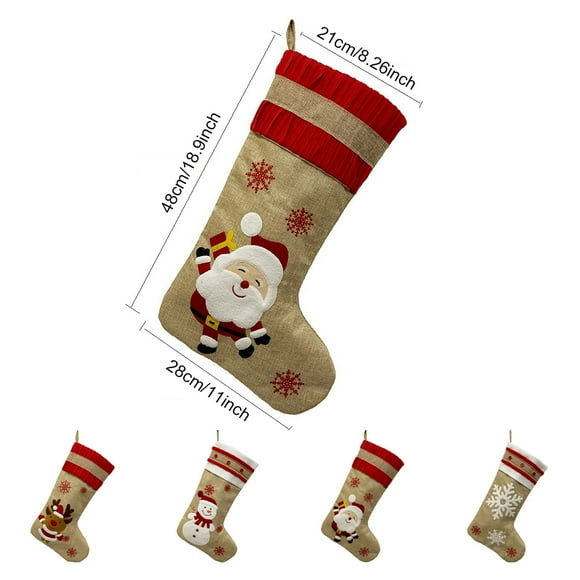Christmas Stocking Cute Linen Fireplace Gifts Bag Claus Snowman Kids Present Candy Card Sock Hotel Bar Decoration Pendants Ornaments Children Deer