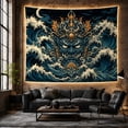 thumbnail image 6 of Ocean Waves Fierce with Mythical Mask Churning Textured, Mystical Fantasy for Space Lovers, Galaxy Room Decor, Housewarming Gift, Tapestry Wall Hanging for Bedroom and Dorm, 6 of 7