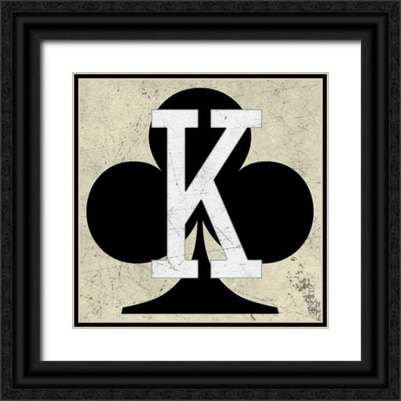 Perrenoud, Aubree 26x26 Black Ornate Wood Framed with Double Matting Museum Art Print Titled - King of Clubs Antique