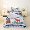 thumbnail image 2 of Castle Fairy Cute Camo Woodland Animal Twin Duvet Cover,Fox Bear Deer Puppy Pine Twin Bedding,Sky Blue Cream,Navy Blue Reversible,2pcs,No Comforter,1 Duvet Cover and 1 Pillowcase, 2 of 6