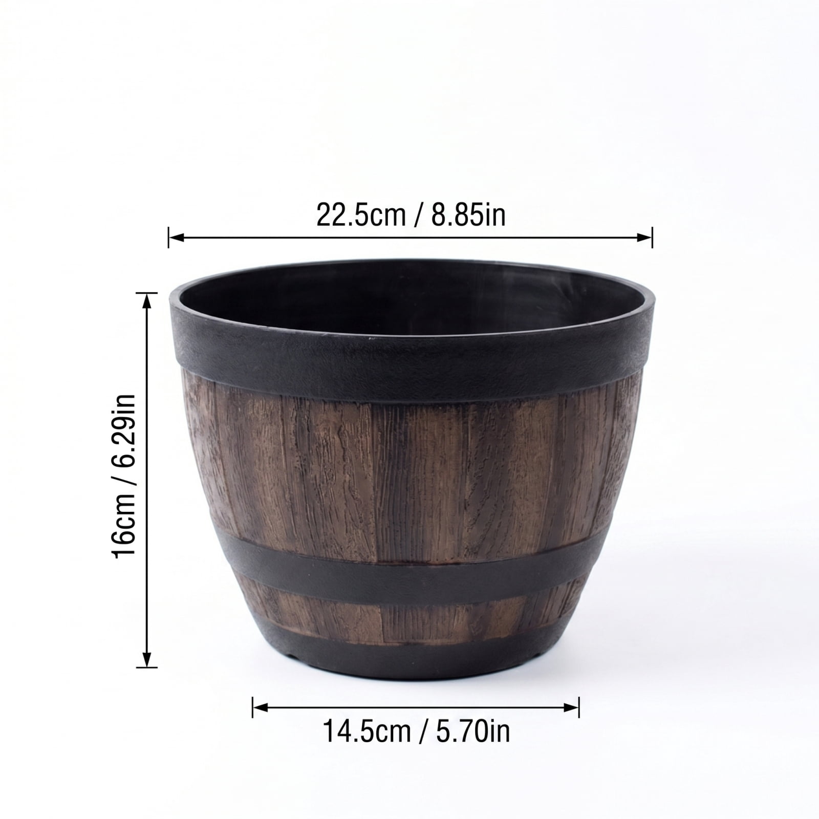 Large Whiskey Barrel Planter Brown Plastic Outdoor Herb Garden Planter Container Gardening Balcony Patio 1 Pc