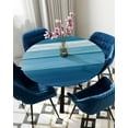 thumbnail image 5 of nqOlkjepod Blue White Ombre Round Tablecloth, Fitted Table Cover with Elastic for 55"-60" Round Tables, Modern Gradient Abstract Aesthetic Table Cloth Outdoor Dinning Party Waterproof Tablecloths, 5 of 6