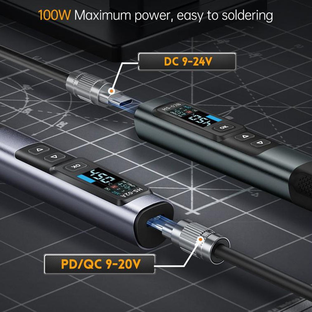 Hs-02A Smart Electric Soldering Iron Kit Portable Digital Pd100W Adjustable Constant Temperature Fast Heating Repair Tool