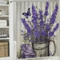 thumbnail image 5 of COMIO Lavender Purple Flowers Shower Curtain for Bathroom Decoration White, 5 of 6