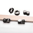 thumbnail image 2 of Airokiy 4 Pair Earrings Black Stainless Steel Earrings, Cubic Zirconia Fake Stud Earrings for Men Hypoallergenic, 2 of 5