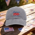 thumbnail image 5 of NIEWTR 250 Anniversary USA Hat 250 Year American Anniversary Hat Embroidery Eagle Patriotic Adjustable Baseball Cap for Men Women(Grey,A), 5 of 6