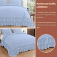 thumbnail image 5 of D.N.G. BEDDINGS 3 Piece Luxury 5 Inch Two Layer Ruffle Comforter Set Premium Super Soft, 800 TC, 100% Egyptian Cotton, Super Soft, Full/Queen Size Light Blue Color, 5 of 7