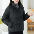 thumbnail image 6 of AUNVITO Women's Quilted Winter Coat Long Sleeve Hoodless Solid Color Polyester Casual Outerwear, 6 of 8