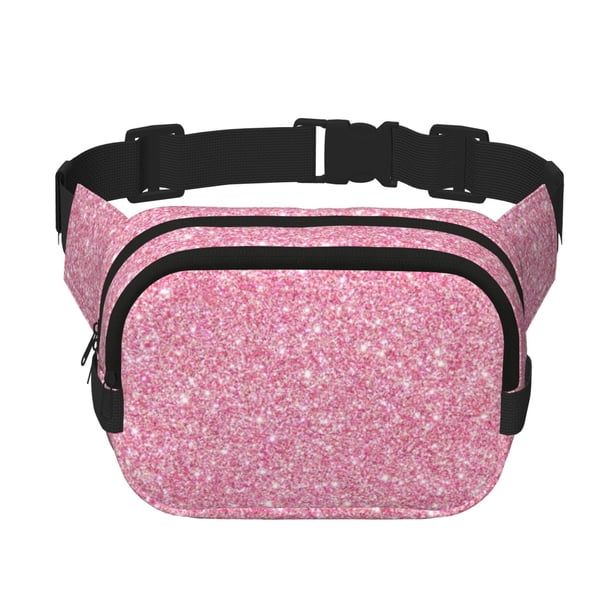Fotbe Glitter Cangurera Cuadrada con Estampado de Doble Capa, Bolsa de Cintura Ajustable Mini para Hombres y Mujeres