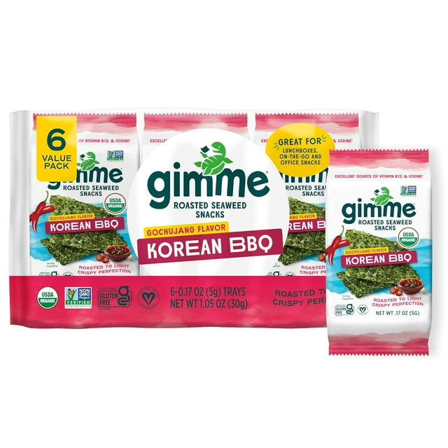 Seaweed Organic Premium Roasted Seaweed Snacks, Chili Lime, 6 Count, Keto, Vegan, Gluten-Free, Great Source of Omega3s and Iodine, Healthy On-The-Go Snack for Kids and Adults