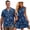Blue Palm Tree, variant on Matching Couple Outfits Mens Button Down Shirt Brown Hawaiian Flower Tops Size L and Women's Sleeveless Round Neck Patchwork Dress Polyester Flowy Tank Dress