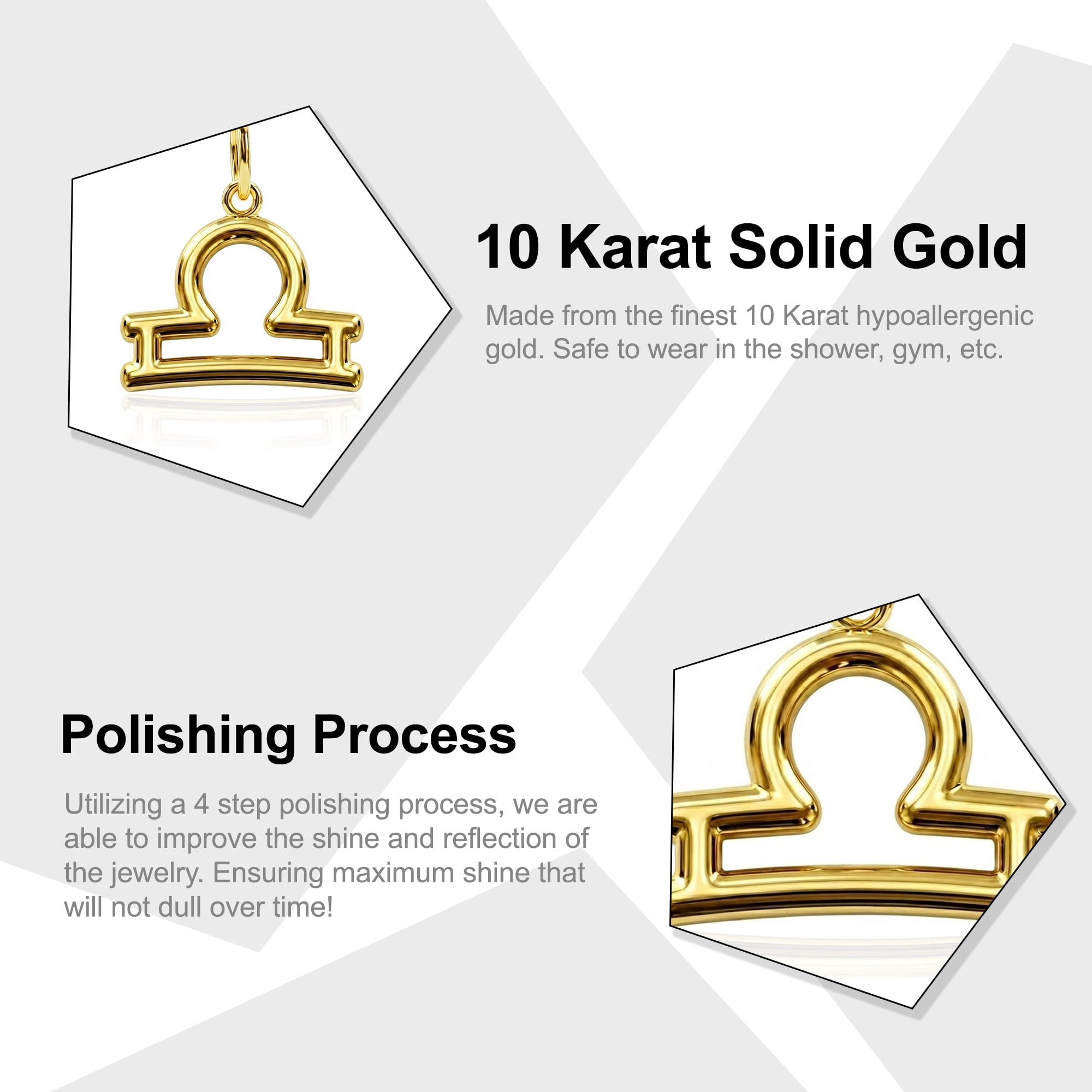 Libra Zodiac Charm Pendant - 10 Karat Soild Gold - Astrology Pendant - Great For Gifts - Dainty Charm - Great For Layering