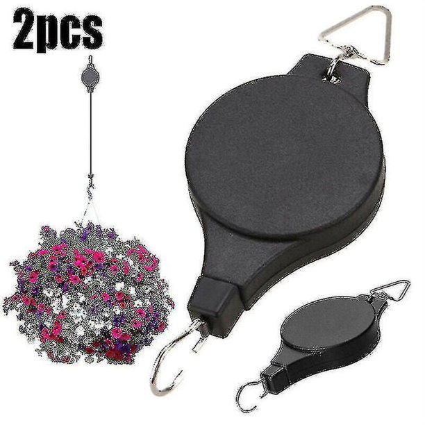 (2 piezas) Ganchos colgantes de polea Retráctil Flor Planta Cesta Maceta Colgador Decoración de jardín - Bdliv