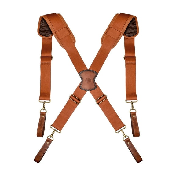 TOURBON Adult Men's Suspenders Strap 4 Metal Snap Hooks Fully Adjustable Straps Webbing Heavy Duty X Shape