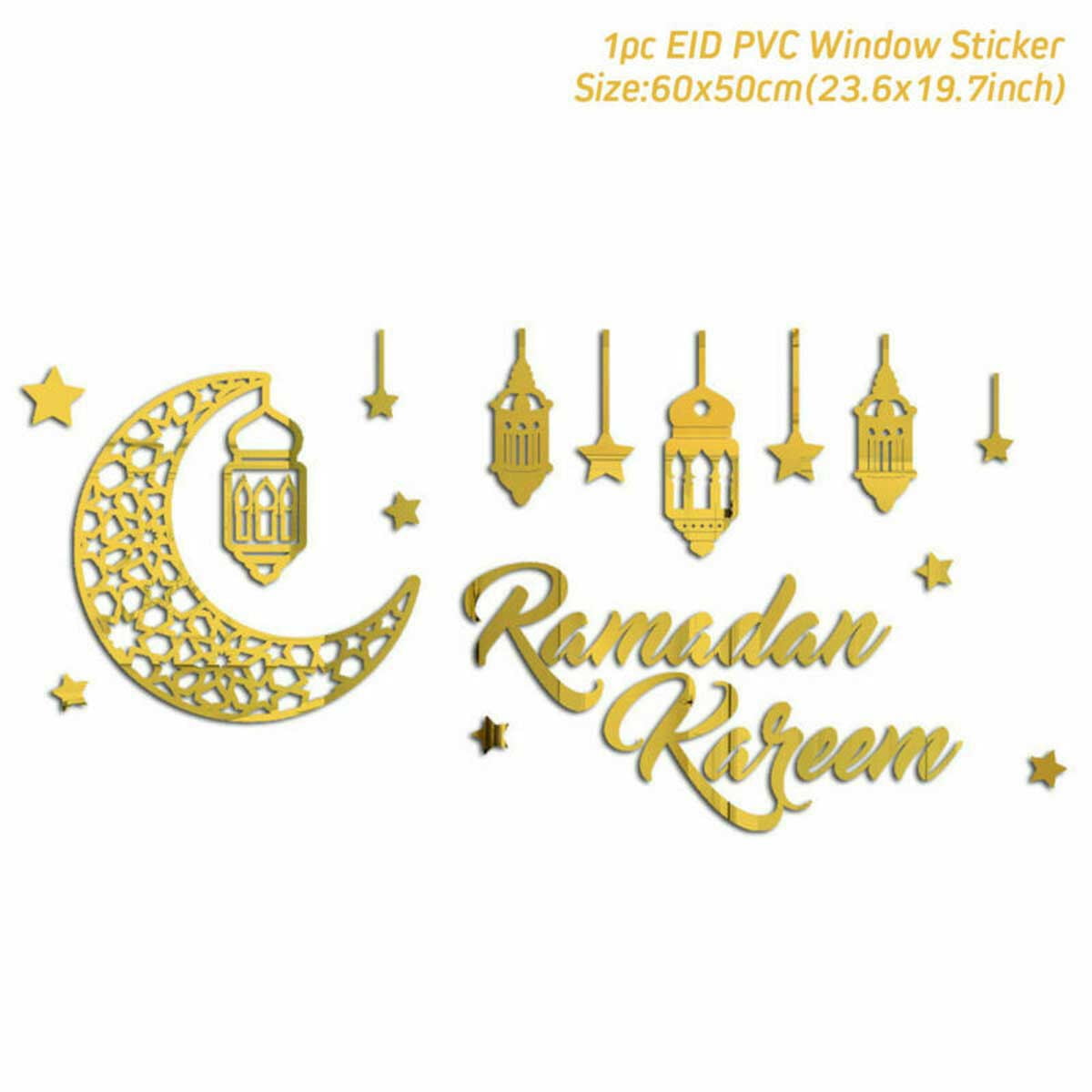 Details about   Ramadan Lantern Lamp Window Sticker Eid Mubarak Muslim Ornament 2pcs 