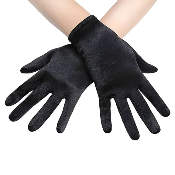 TELOLY Short Satin Gloves for Women Silk Opera Wedding Bridal Gloves Wrist Length Gloves Tea Party Banquet Costume 1920s Flapper Accessories