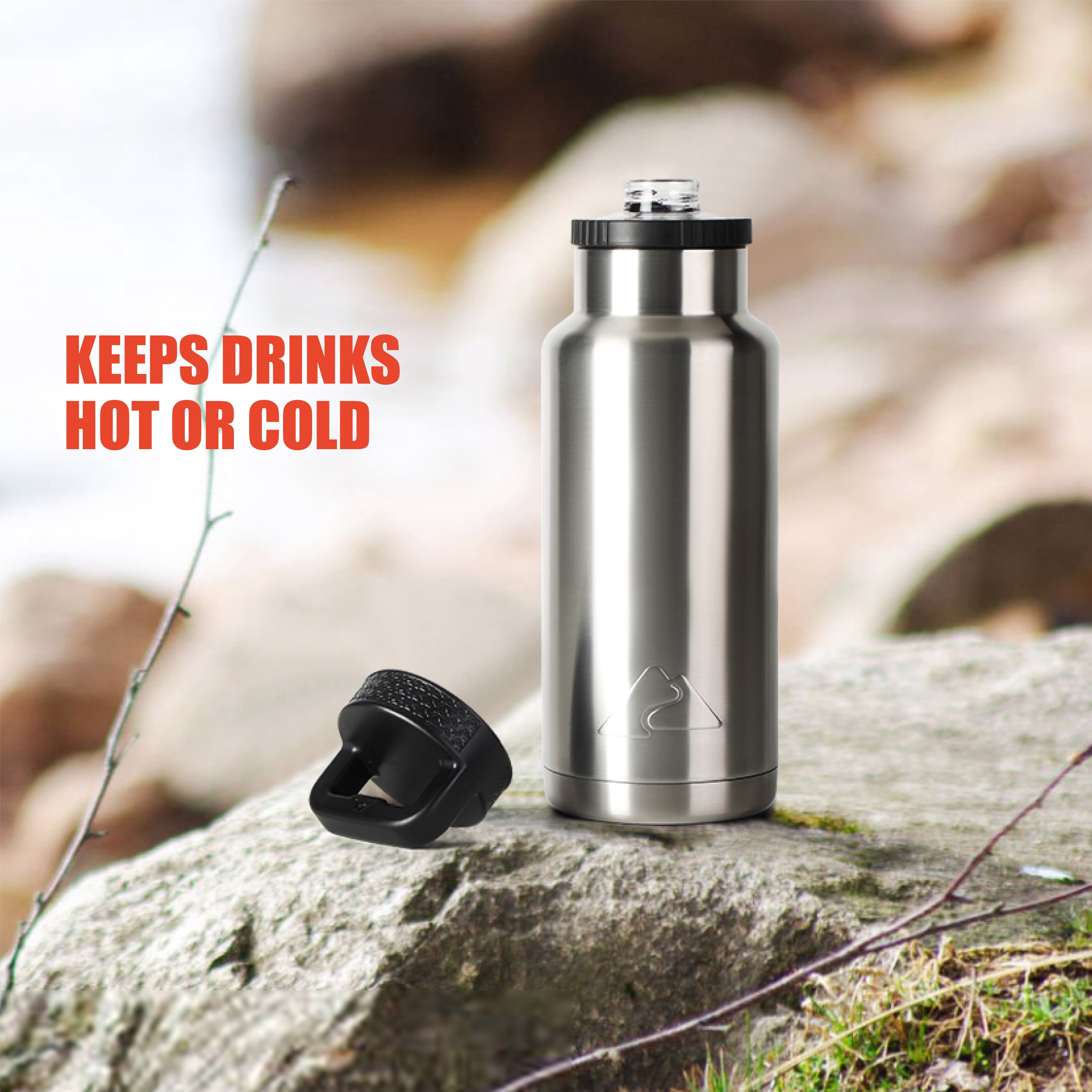Ozark Trail 36 oz Stainless Steel Insulated Chug Water Bottle, Silver
