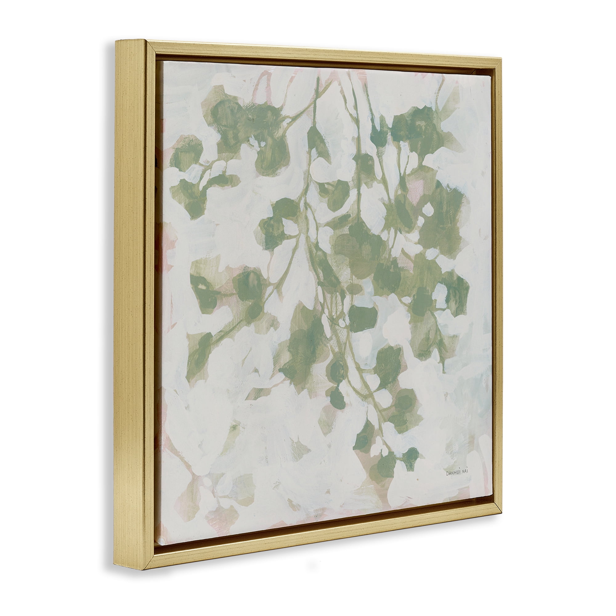 Stupell Industries Dancing Leaf Shadows Botanical & Floral Painting Gold Floater Framed Art Print Wall Art, 25 x 25
