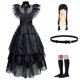 thumbnail image 1 of Vestidos Fiesta Familiares Vestido Disfraz Miércoles para Niñas Halloween Addams Cosplay Con Accesorios Cosa Mano/Peluca/Cinturón/Calcetines, 1 of 9