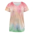 thumbnail image 5 of Women Tops under $5! Cagogo Summer Tops for Women Floral/Gradient Color Dressy Trendy V Neck Plus Size T-shirts Loose Fit Ruffle Short Sleeve Boho Tunic Tops Outfits, 5 of 5
