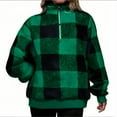 thumbnail image 2 of BXINGOHAI Womens Oversized Sherpa Pullover with Pockets Fuzzy Fleece Sweatshirt Plaid Fluffy Jacket Coat Green M, 2 of 6