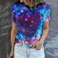 thumbnail image 2 of Penkiiy Galaxy Printed Shirt,Womens 3D Top Blouse Novelty Graphic Breathable Quick Dry Sleeveless Beach T-Shirt L Dark Blue, 2 of 7
