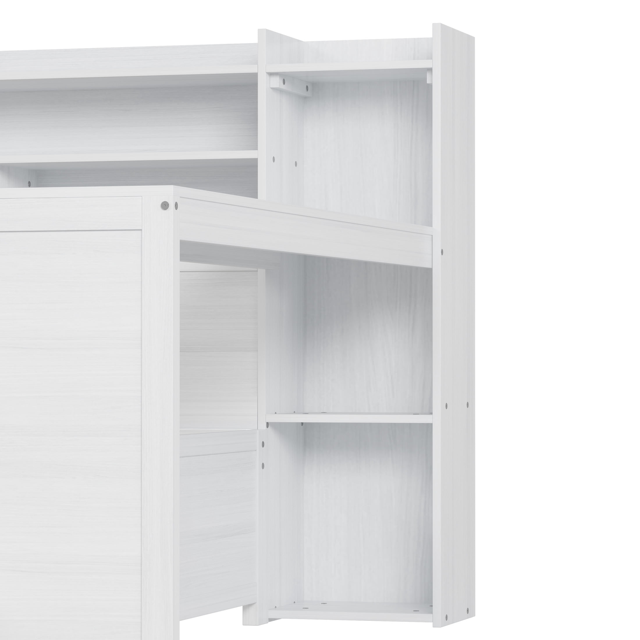 Noble House Twin Size Daybed with Storage Shelves, 2 Drawers and Study Desk, Antique White
