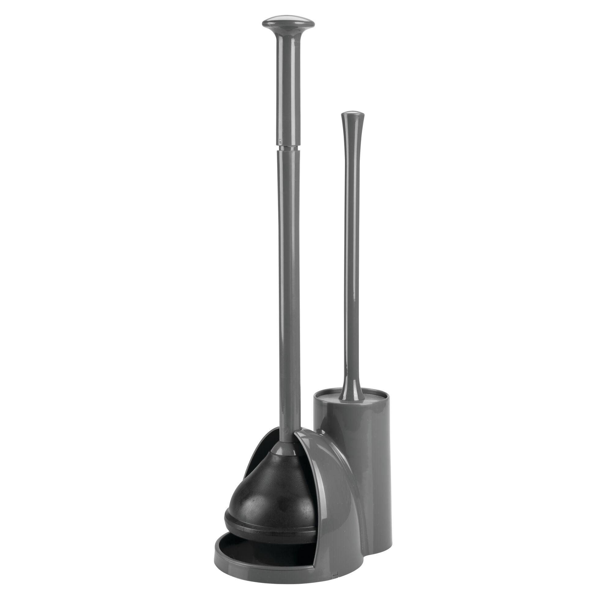 mDesign Hidden Plunger and Brush Set for Toilet Bowl - Charcoal Gray
