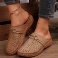 thumbnail image 2 of Dakaela Clogs for Women Mules Shoes Comfortable Slip on Closed Toe Wedge Sandals Arch Support Backless Orthopedic Summer Walking Slides Brown Size 7, 2 of 9