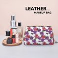 thumbnail image 4 of Pink purple peonies Makeup Bag, Large Capacity Travel Cosmetic Bag for Women Girls- Travel Toiletry Bag Leather Portable Waterproof Makeup Case Organizer with Handle, 4 of 4
