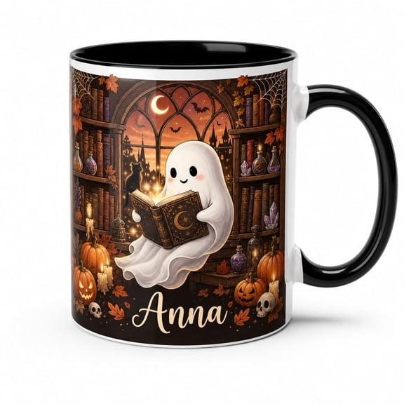 DTS TeeZworld Personalized Mug Spooky Ghost Ceramic Coffee Cup Halloween Gift