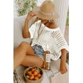 thumbnail image 2 of Womens Summer Scoop Neck Short Sleeve Sweater Casual Crochet Hollow Out Knit Tops Pullover Shirts Beach Coverup, 2 of 6