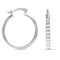 thumbnail image 4 of LeCalla 925 Sterling Silver Medium Click-Top Hoop Earrings Lightweight Italian 3 MM Diamond-Cut Round Classic Hoops Earring for Women 30MM, 4 of 6