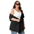 thumbnail image 4 of PINKSIR Women's Plus Size Short Sleeve Cardigan Lightweight Breathable Summer Open Front with Pockets Black 3X, 4 of 8