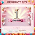 thumbnail image 2 of Pink Theme 1st Birthday Banner Gold Crown  Display Glitter Number 1 Princess Style Sparkle Celebration Banner for 1st Birthday Party Baby Girl Celebration Photo Shoot Backdrop, 2 of 8