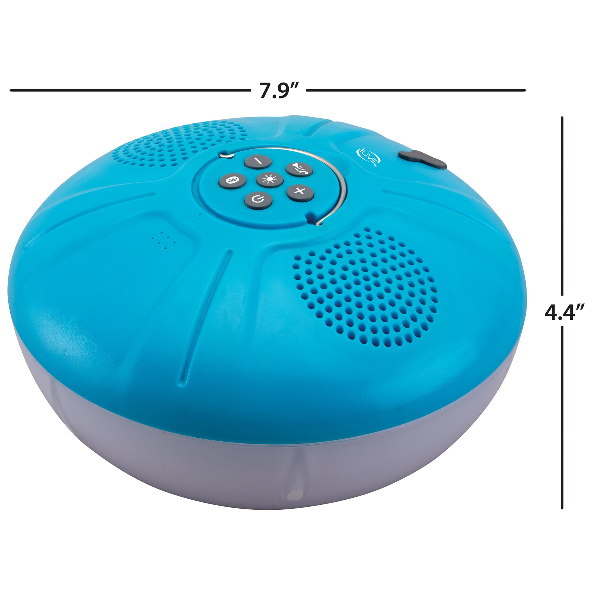 iLive IBW322BU Waterproof Floating Bluetooth Portable Speaker with LED Lighting, Blue