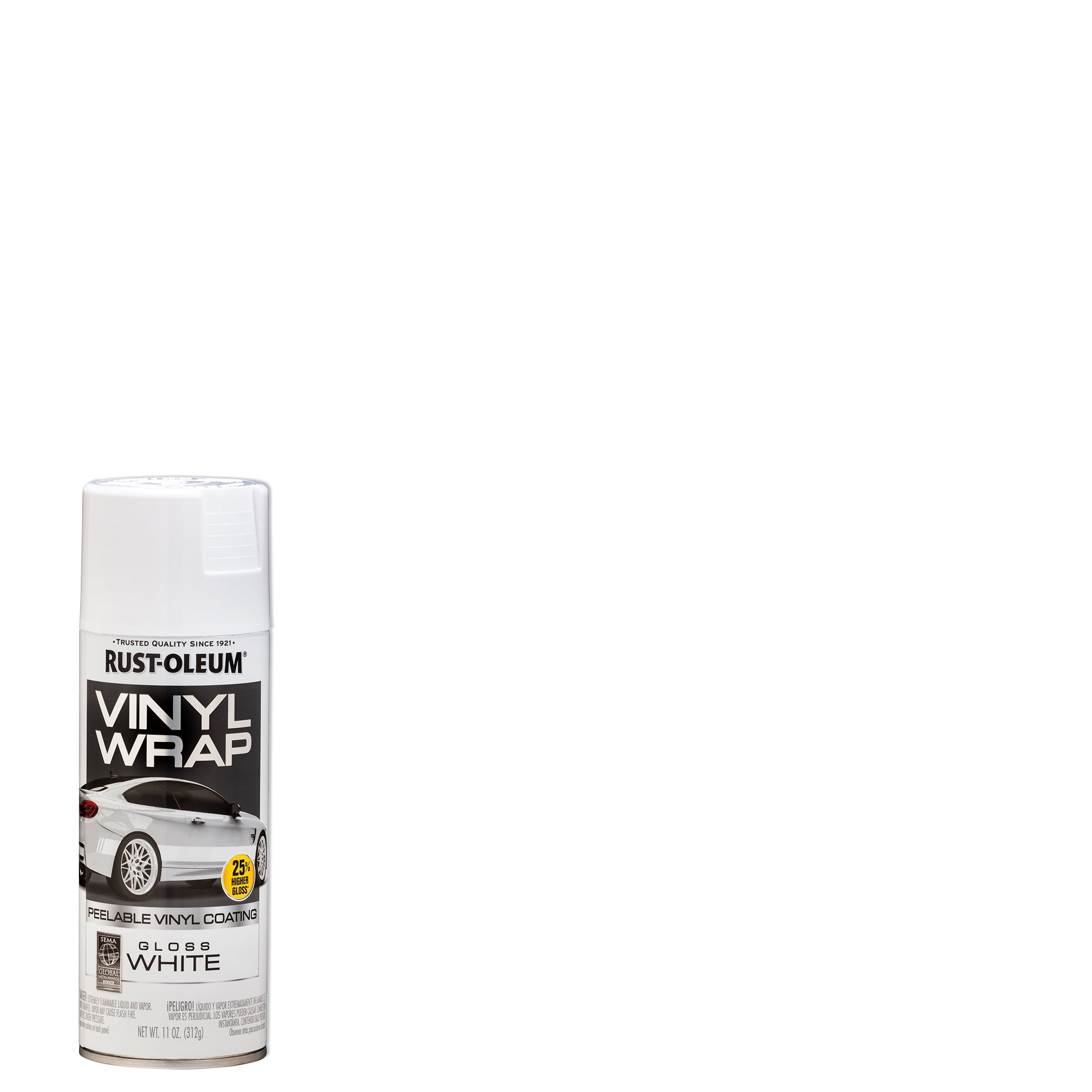 White, Rust-Oleum Automotive Vinyl Wrap Peelable Coating Gloss Spray Paint-352725, 11 oz