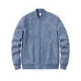 thumbnail image 6 of FRSASU Men's Faux Suede Bomber Jacket Zip‑Up Ribbed Collar Casual Lightweight Outerwear with Side Pockets Light Blue, 6 of 8