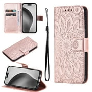 Feishell Slim Wallet Case for Samsung Galaxy S10 5G,Shockproof Stylish Embossed Pattern PU Leather Magnetic Clasp Folio Flip Kickstand Card Slots with Wrist Strap for Women Men Phone Cover,Rosegold