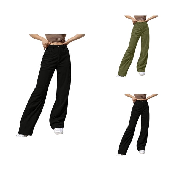 Corduroy Pants Women High Waisted Straight Leg Relaxed Fit Business Casual Work Pants Slacks with Pockets