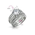 thumbnail image 4 of Bling Jewelry Womens 3.5CT Solitaire CZ 3 Row Enhancer Guard Engagement Ring Band Set Sterling Silver, 4 of 6