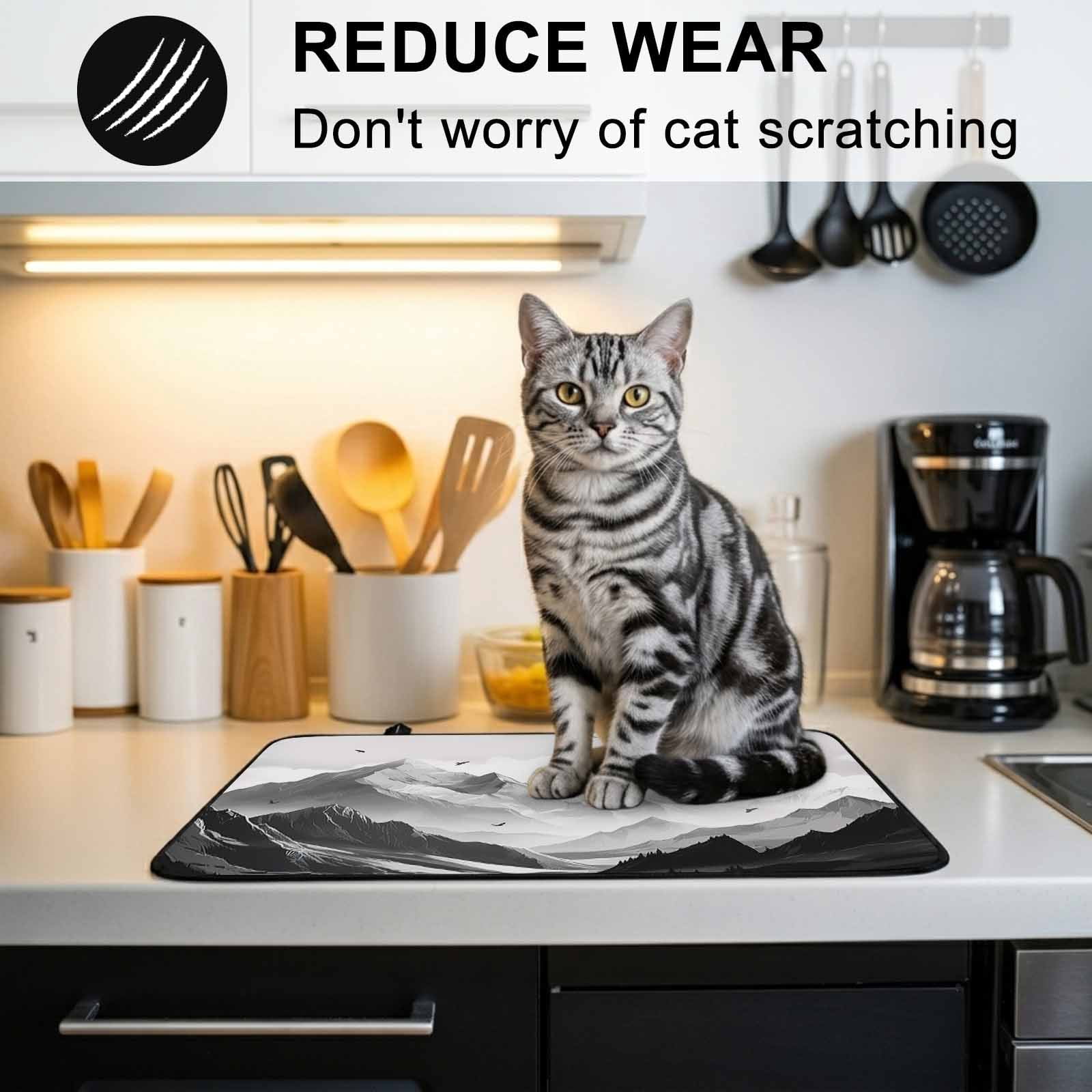 Mountain Stove Top Cover for Electric Stove, Heat-proof & Non Slip Glass Top Stove Cover Protector, Eagle Sky Cloud Black and White Landscape Kitchen Flat Cooktop Rubber Mat 24x21 Inches