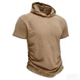 thumbnail image 6 of Wrtxtat Short Sleeve Hoodies for Men Lightweight Cotton Breathable Pullover Tee Tops Summer Sports Running Sweatshirts Khaki XXXL, 6 of 6